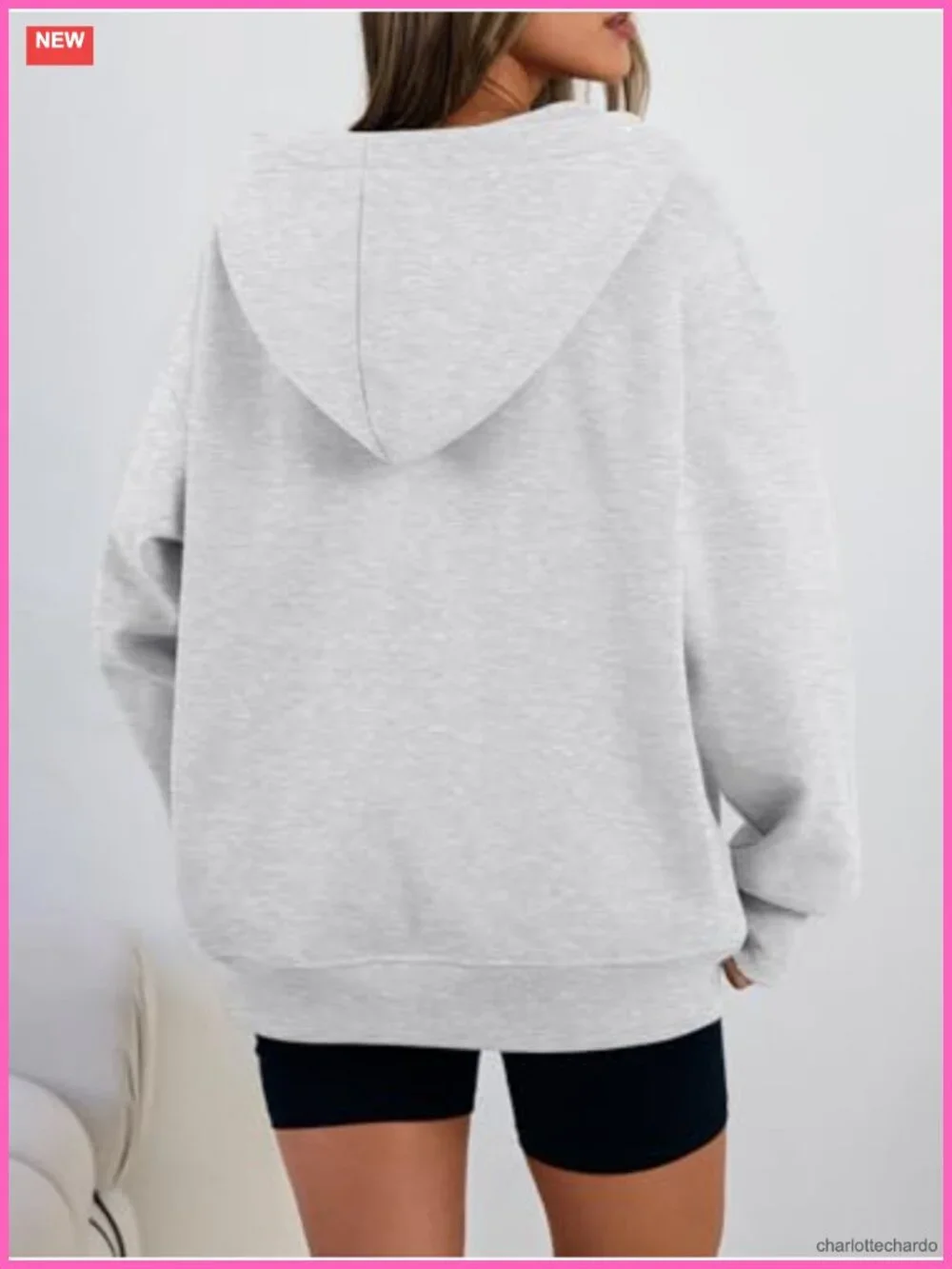 Oversized Fleece V-Neck Hoodie Sweatshirt for Women Fall Winter